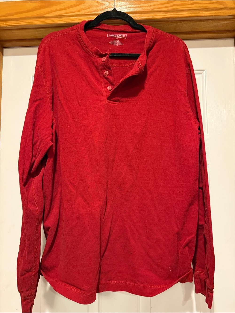 Saddlebred Men's Red Long Sleeve Henley Shirt